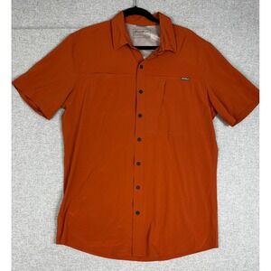Eddie Bauer Camp Shirt Mens LT Tall Slim Short Sleeve Hiking Burnt Orange Rust